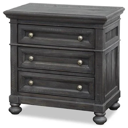 Three Drawer Nightstand with Bun Feet